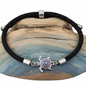Bracelet noir en corde tressée ajustable avec tortue