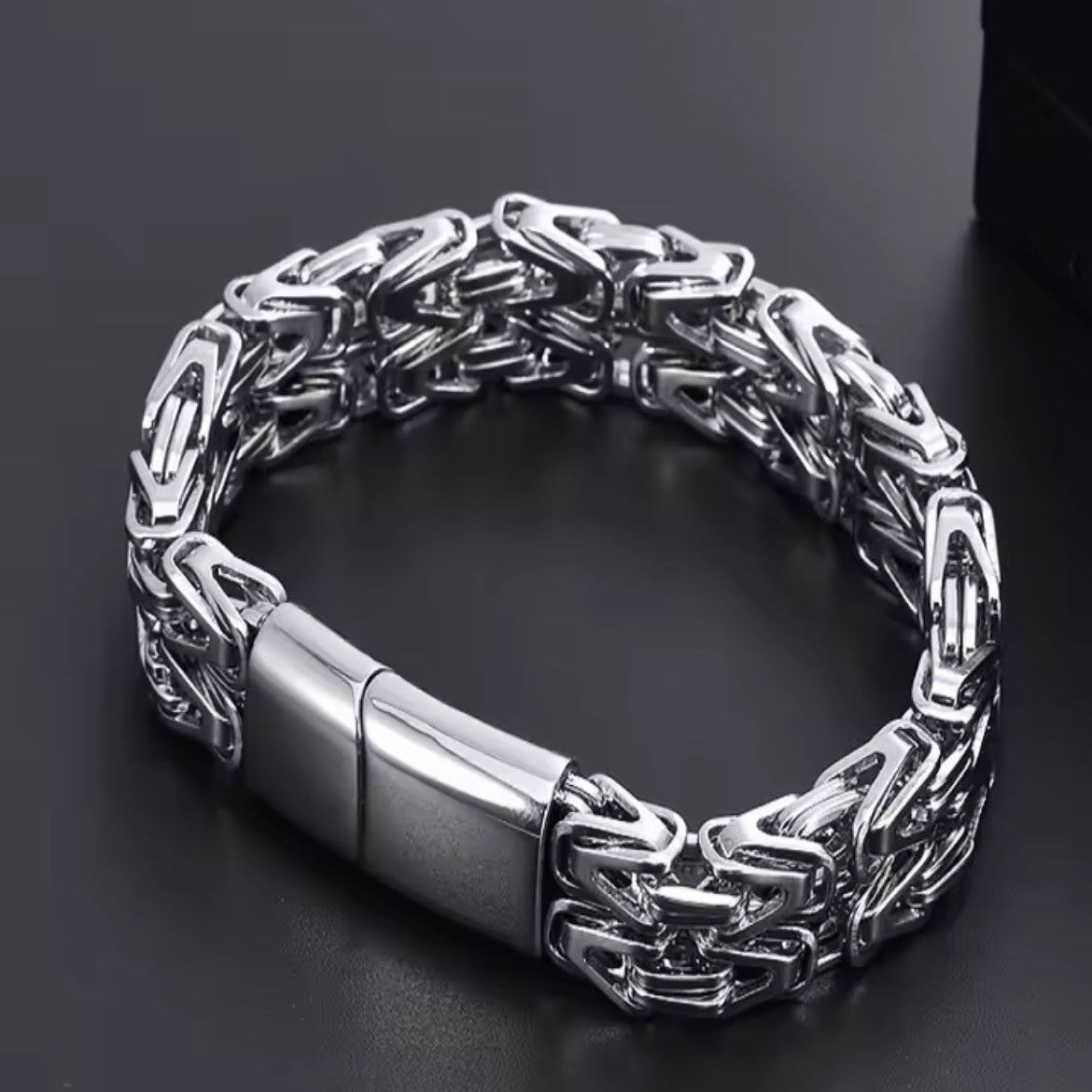 Pulseira de Homem Dupla em Aço Inoxidável e Titânio, 12mm
