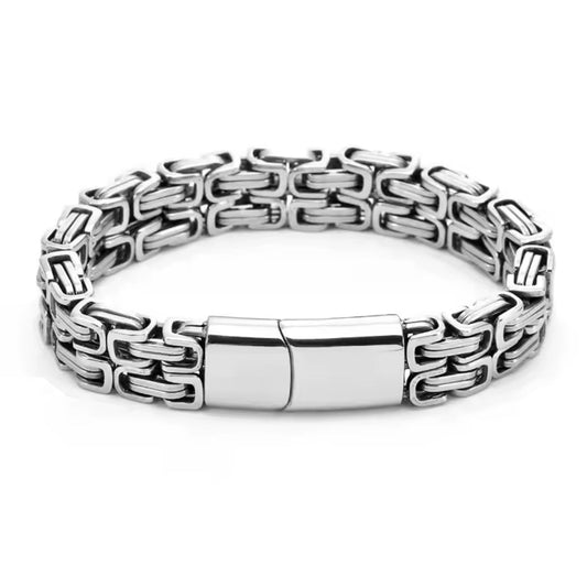 Pulseira de Homem Dupla em Aço Inoxidável e Titânio, 12mm