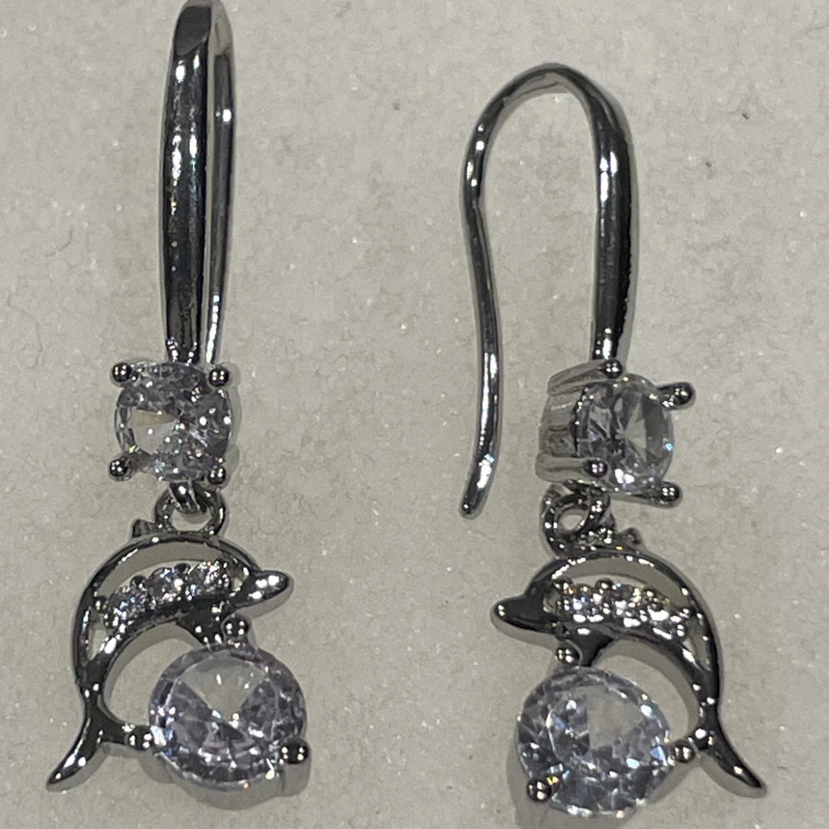 Brincos de Senhora em Prata 925, Golfinho com Zircónias Brancas