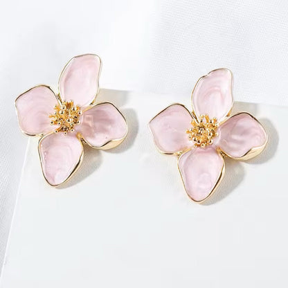 Brincos Obega de Senhora em Fantasia, Flor Rosa