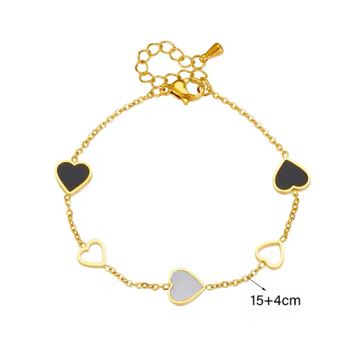 Pulseira de Senhora em Aço Inoxidável 316L, Dieyuro Corações