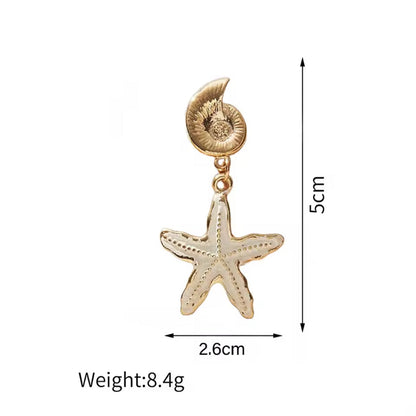 Brinco de Senhora em Aço Inoxidável, Concha com Estrela do Mar Caída