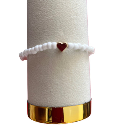 Pulseira de Senhora em Fantasia, Missangas e Coração Dourado