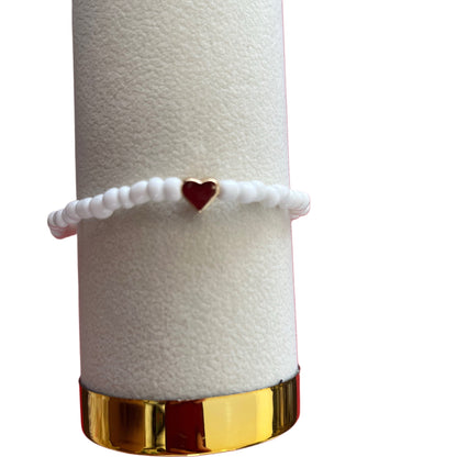 Pulseira de Senhora em Fantasia, Missangas e Coração Dourado