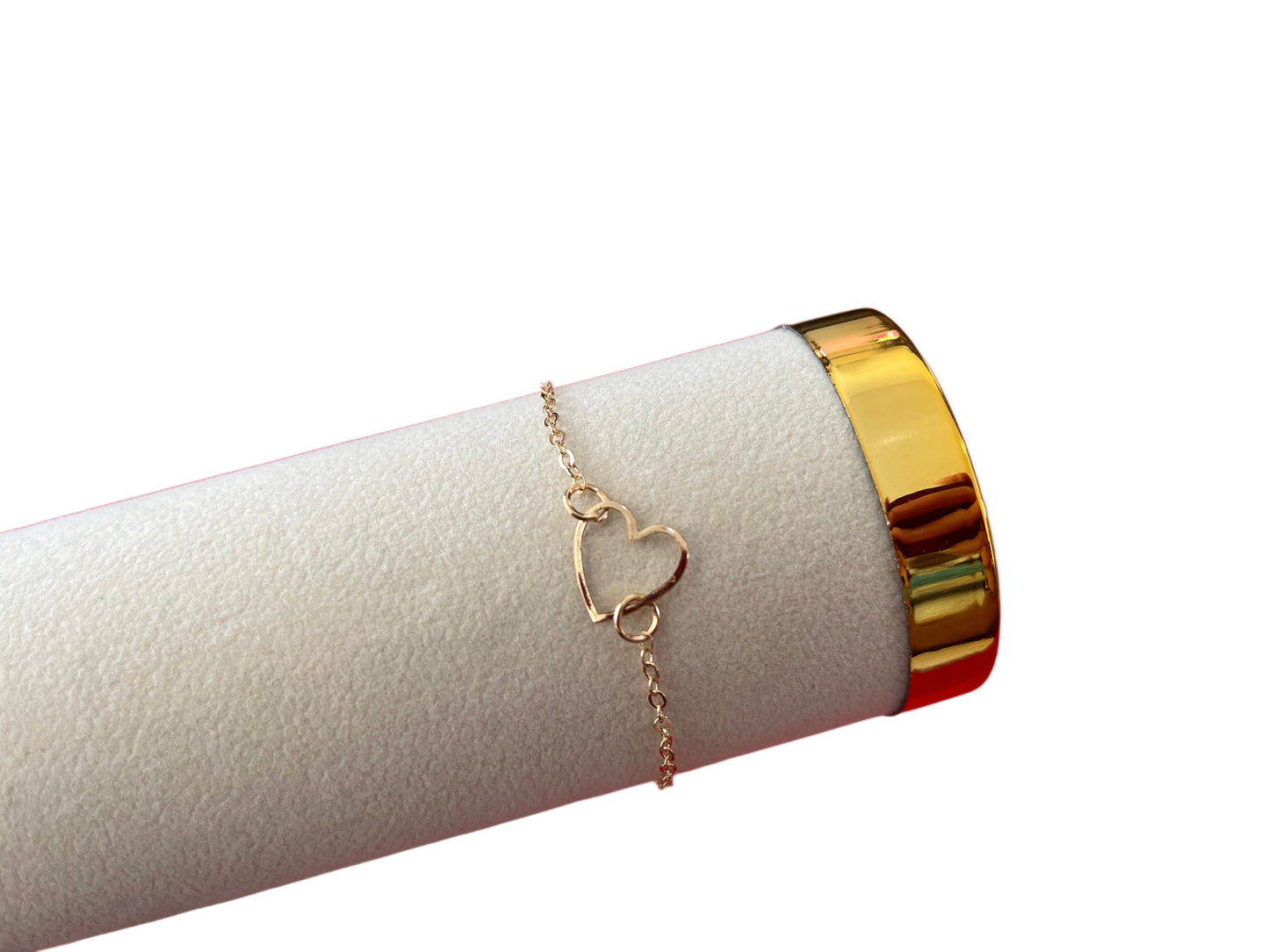 Pulseira de Senhora em Fantasia, Coração Oscilante Cor Ouro