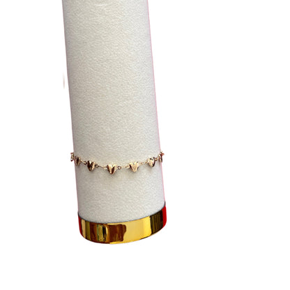 Pulseira de Senhora em Fantasia, Corações Dourados