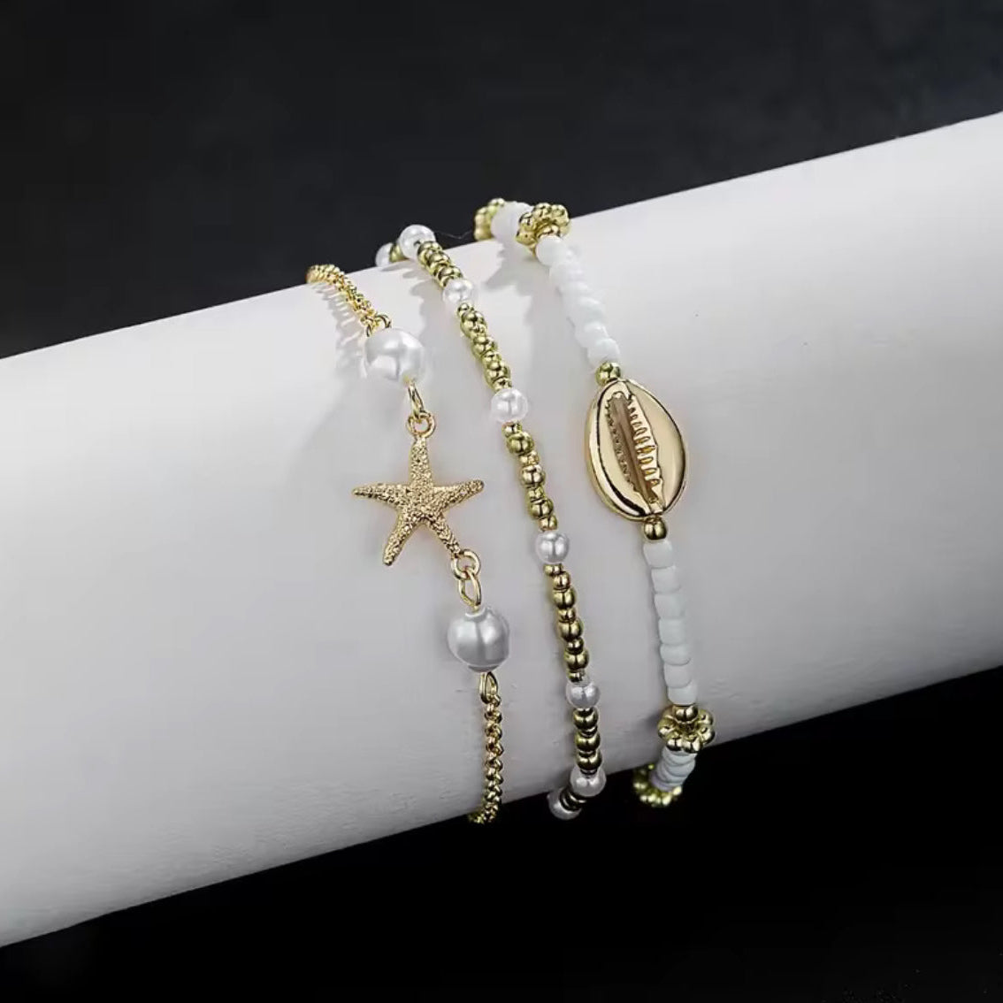 Pulseira de Tornozelo, 3 Peças Mar