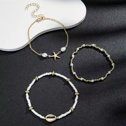 Pulseira de Tornozelo, 3 Peças Mar