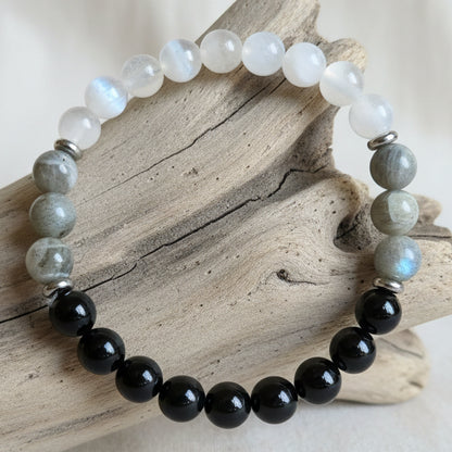Pulseira Escudo de Proteção – A Sinergia da Turmalina, Labradorita e Selenite