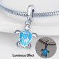 Conta em Prata 925, Tartaruga Azul Luminosa
