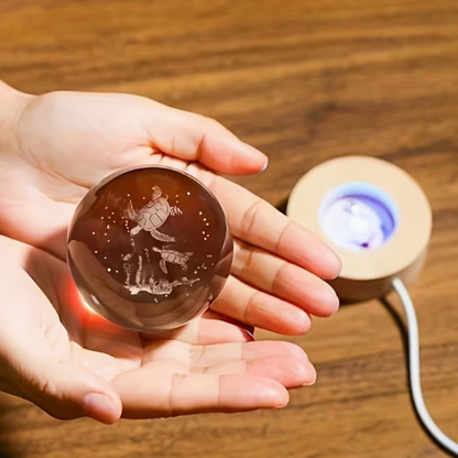 Luminária de Mesa 3D em Cristal K9 – Tartaruga Marinha com Base LED