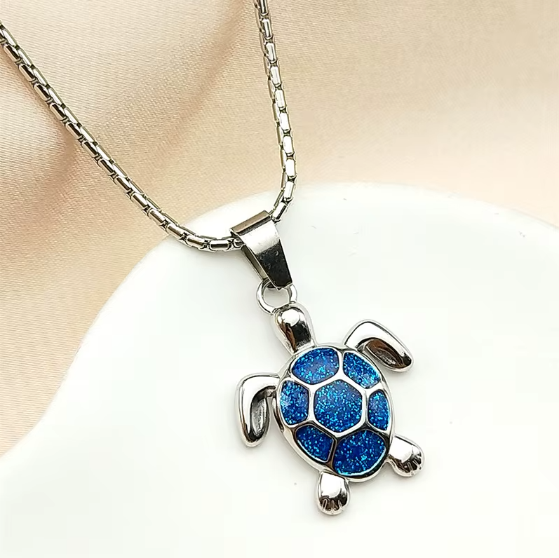 Colar Tartaruga Deep Silver Blue – Coleção Mar e Vida