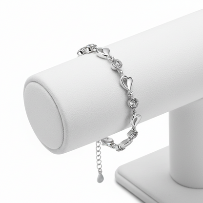 Bracelet pour femme en cuivre, cœur avec oxydes de zirconium blancs