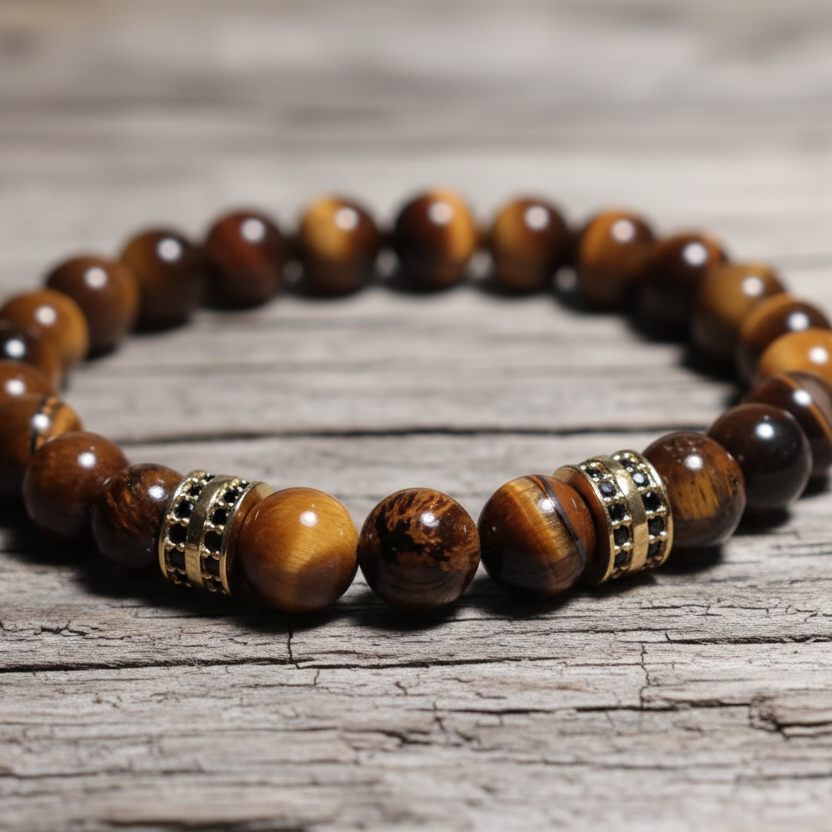 Pulseira Onyx & Tiger’s Eye Premium – O Poder da Elegância Bruta