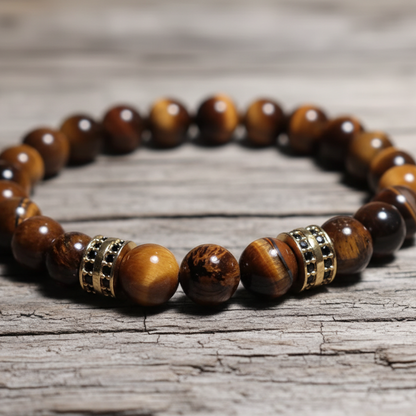 Pulseira Onyx & Tiger’s Eye Premium – O Poder da Elegância Bruta