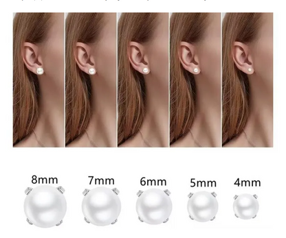 Stainless Steel Pearl Stud Earrings – Anti-Loss Screw Back