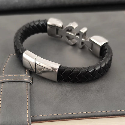 Pulseira Nautical Anchor em Couro Trançado e Aço  – O Ícone da Coleção Mar e Vida