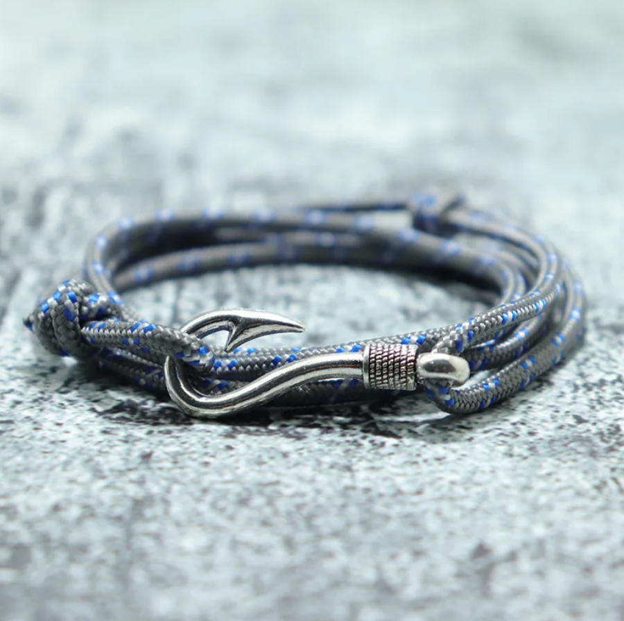 Pulseira Náutica Soft Cotton – Corda de Algodão e Anzol Prateado