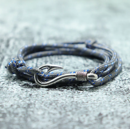 Pulseira Náutica Soft Cotton – Corda de Algodão e Anzol Prateado