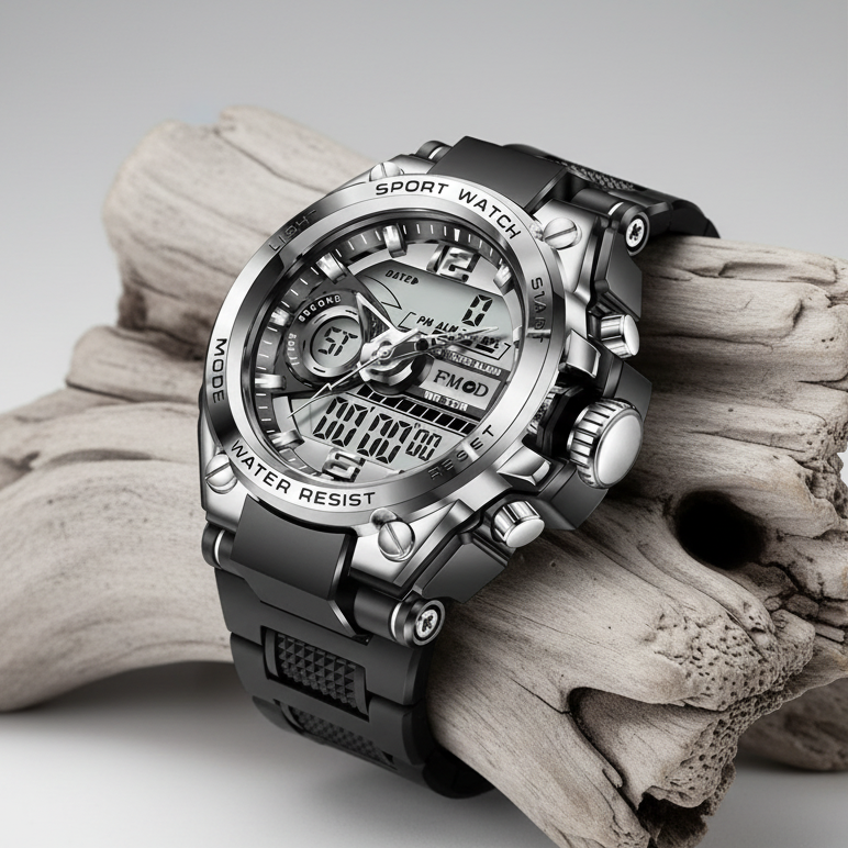 Master every second with the Silver and Black Force Military Watch.