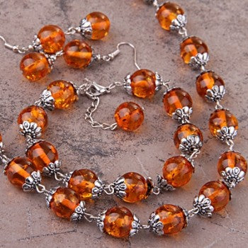 Conjunto de Prata do Tibet Laranja