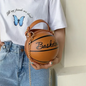 Bolsa Tote em Couro PU Castanho, Bola de Basketball