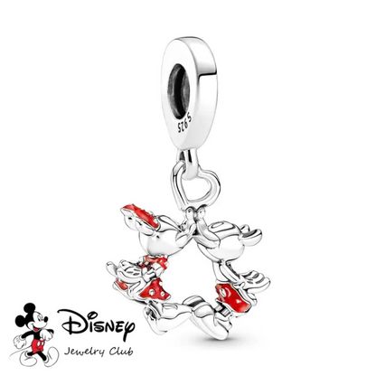 Conta em Prata 925, Beijo Mickey e Minnie Mouse Disney