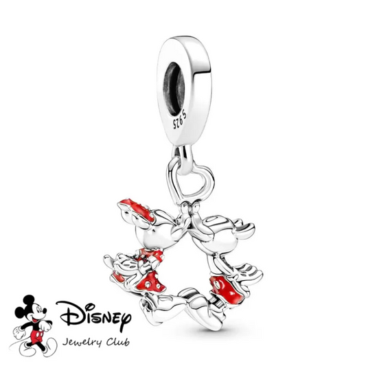 Sterling Silver 925 Bead, Mickey and Minnie Mouse Disney Kiss
