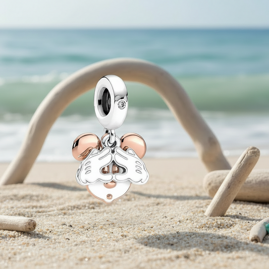 Conta Dupla em Prata 925, Disney Mickey Mouse Envergonhado