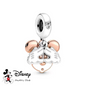 Double Bead in 925 Silver, Disney Shy Mickey Mouse