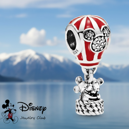 Conta em Prata 925, Mickey e Minnie Amor Verdadeiro no Balão de Ar Quente