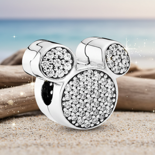 Conta em Prata 925,  Disney Mickey Mouse Pavé Clip