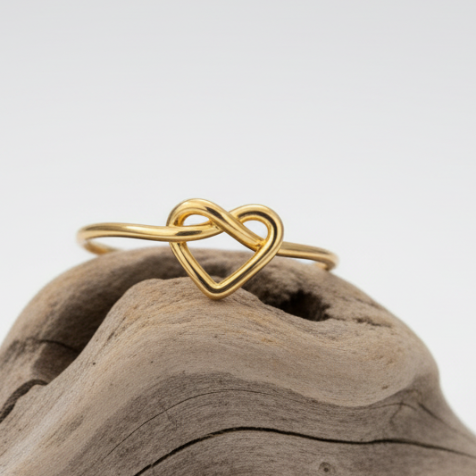 Bague ajustable Cœur en acier inoxydable, doré