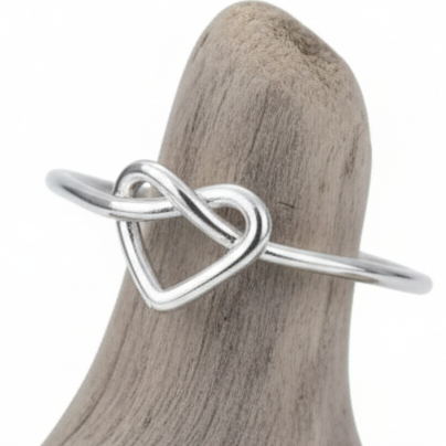 Bague ajustable Cœur en acier inoxydable, Argent