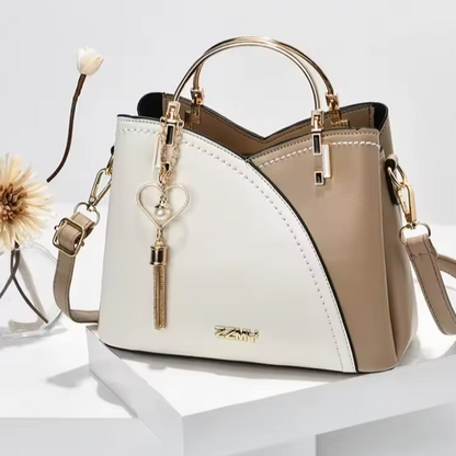 Bolsa de Senhora Tipo Mensageiro em Couro Pu, SSMY Bege