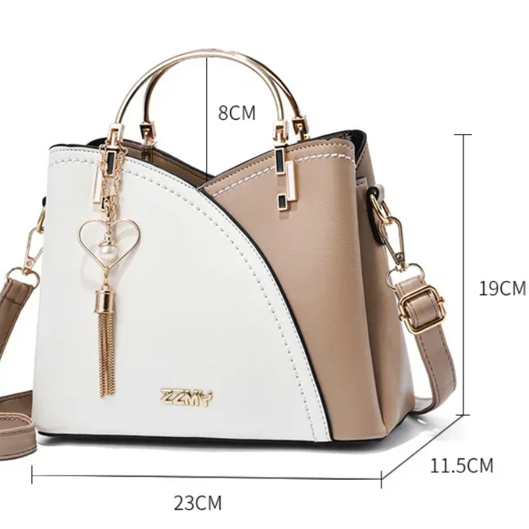 Bolsa de Senhora Tipo Mensageiro em Couro Pu, SSMY Bege