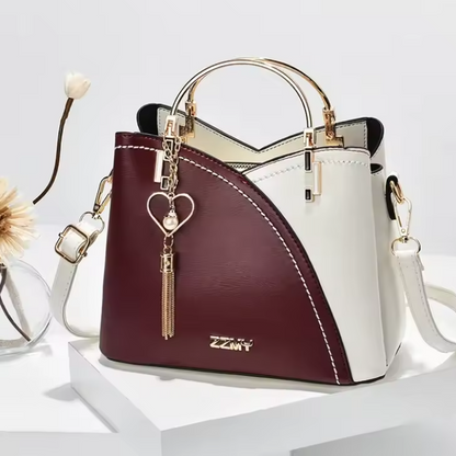 Mala ZZMY Color-Block – Elegância em Bordeaux e Branco