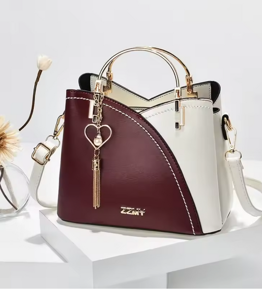 Bolsa de Senhora Tipo Mensageiro em Couro Pu, Vermelho