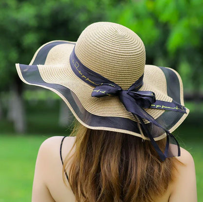 Chapéu de Palha Feminino, Preto/Branco Leitoso