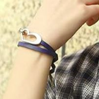 Colar/Pulseira de Senhora em Couro, Coração