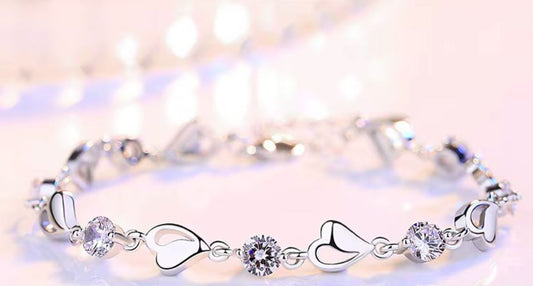 Pulseira de Senhora em Cobre, Coração com Zircónias Brancas