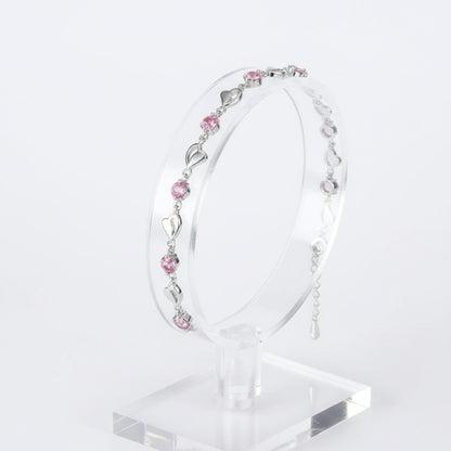Bracelet pour Femme en Cuivre, Cœur avec Zircons Roses