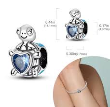 Perle en Argent 925, Gouvernail ET Tortue