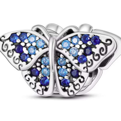 Conta em Prata 925, Borboleta com Zircónias Azuis