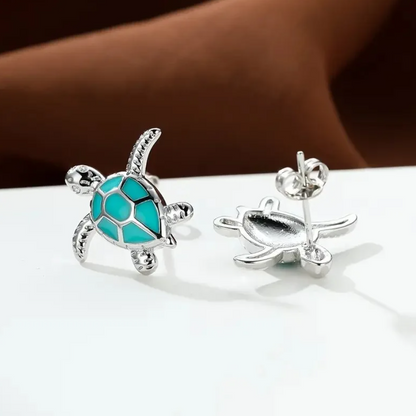 Brincos de Senhora em Zinco com Tartaruga Marinha Azul