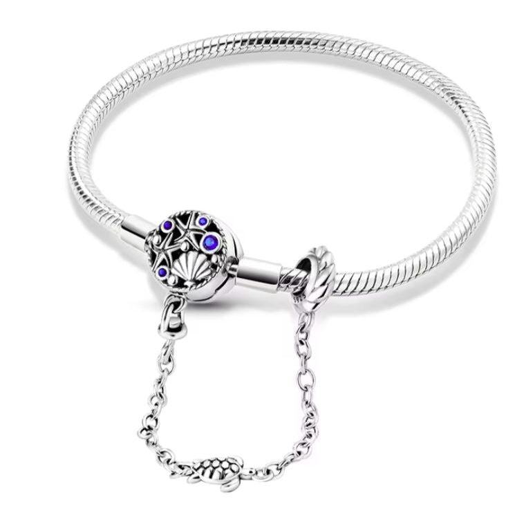 Pulseira de Contas em Prata 925, Símbolo do Mar