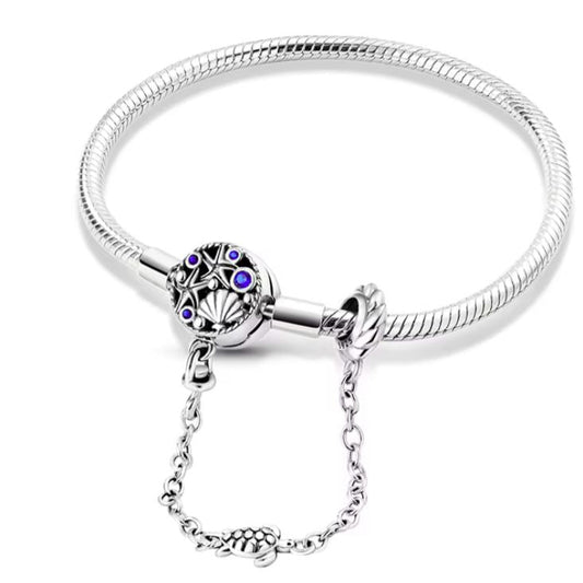 Pulseira de Contas em Prata 925, Símbolo do Mar