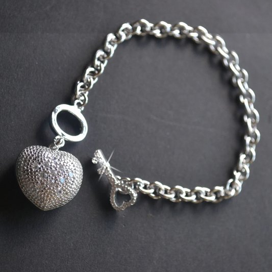 Pulseira de Senhora em Prata, Tiffany Coração