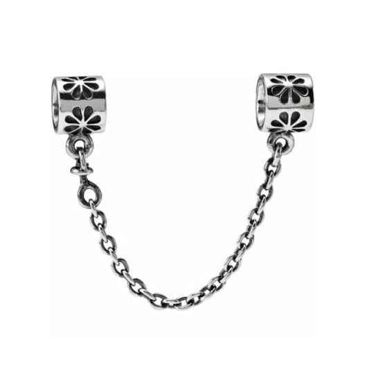 Trava-Segurança para Pulseria de Contas em Prata 925, Flor Desenhada